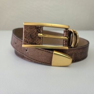 VTG Debra C Beverly Hills Bronze and Gold Genuine Leather Belt